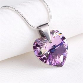   Nyaklánc, szív formájú, színjátszós ametiszt lila SWAROVSKI® kristállyal, 18mm ART CRYSTELLA®