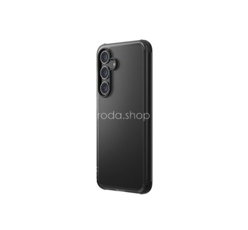 Samsung Galaxy S24 Plus SM-S926, Szilikon keret + műanyag hátlap, közepesen ütésálló, légpárnás sarok, karbon minta, Uniq Combat Aramid, fekete