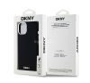 DKNY Liquid Silicone Silver Metal Logo Magsafe iPhone 15 hátlap tok, fekete