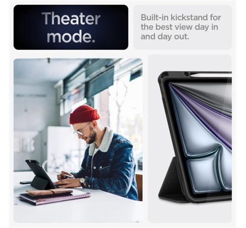Apple iPad Air 13 (2024 / 2025), mappa tok, Smart Case, Spigen Urban Fit, fekete