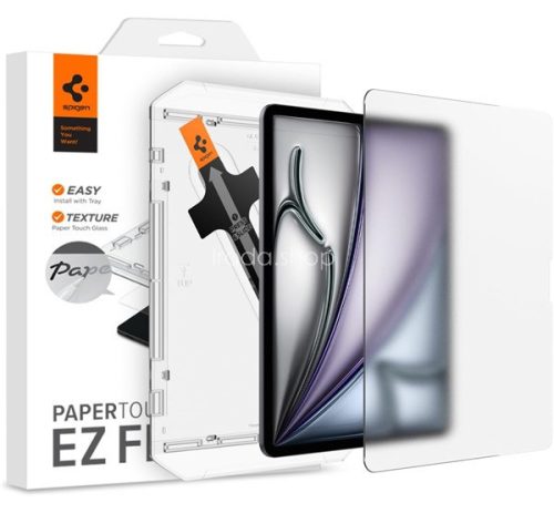 Apple iPad Air 13 (2024 / 2025), Kijelzővédő fólia, Matt, Spigen Paper Touch Ez Fit, Clear Prémium