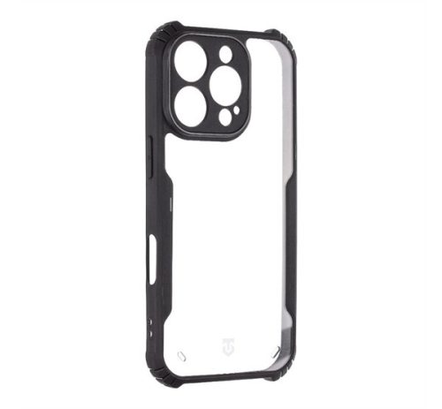 Apple iPhone 16 Pro, Szilikon tok, közepesen ütésálló, légpárnás sarok, Tactical Quantum Stealth, átlátszó/fekete