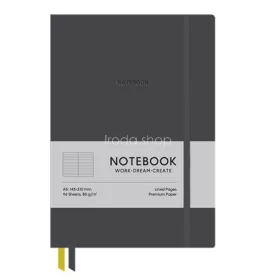   Jegyzetfüzet, A5, vonalas, 96 lap, keményfedeles, műbőr borító, SHKOLYARYK "Genius", sötétszürke