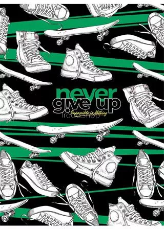 Füzet, tűzött, A5, vonalas, 80 lap, SHKOLYARYK "Never give up", vegyes