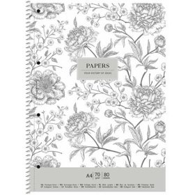   Spirálfüzet, A4+, kockás, 80 lap, SHKOLYARYK "Vintage flowers", vegyes