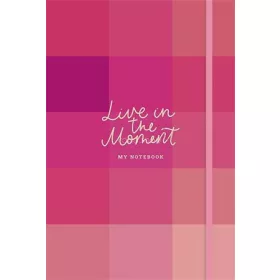   Jegyzetfüzet, A5, vonalas, sima, pontrácsos, 96 lap, keményfedeles, SHKOLYARYK "Live in the moment", vegyes minta