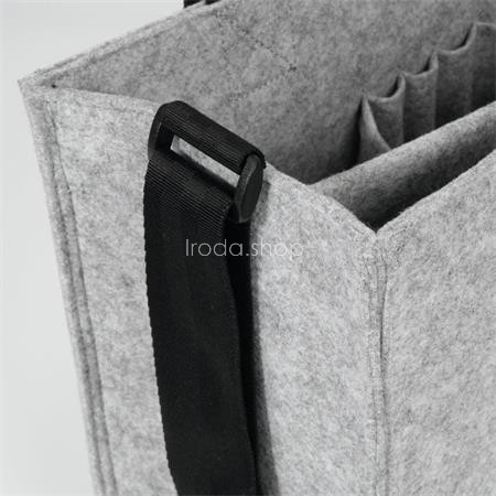 Irodai válltáska, vállpánttal, M méret, 36x28x15 cm, SIGEL "Classic", világosszürke