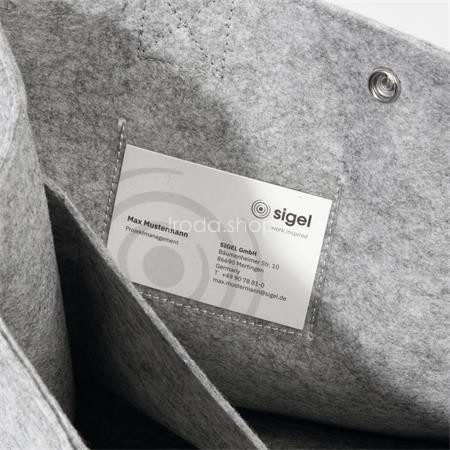 Irodai válltáska, M méret, 36x28x15 cm, SIGEL "Basic", világosszürke