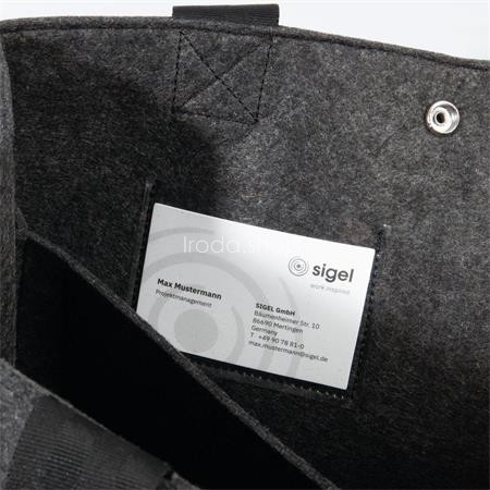 Irodai válltáska, M méret, 36x28x15 cm, SIGEL "Basic", sötétszürke