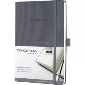   Jegyzetfüzet, exkluzív, A5, kockás, 97 lap, keményfedeles, SIGEL "Conceptum", sötétszürke