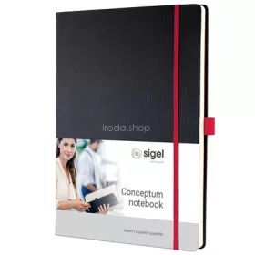   Jegyzetfüzet, exkluzív, A4, kockás, 97 lap, keményfedeles, SIGEL "Conceptum Red Edition", fekete-piros