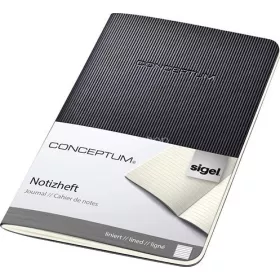   Füzet, exkluzív, A6, vonalas, 32 lap, puhafedeles, SIGEL "Conceptum", fekete
