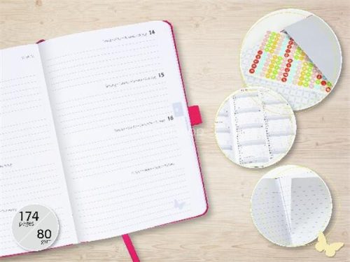 Naptár, A6, heti, 2026, kemény borító, SIGEL "Jolie", Grey love