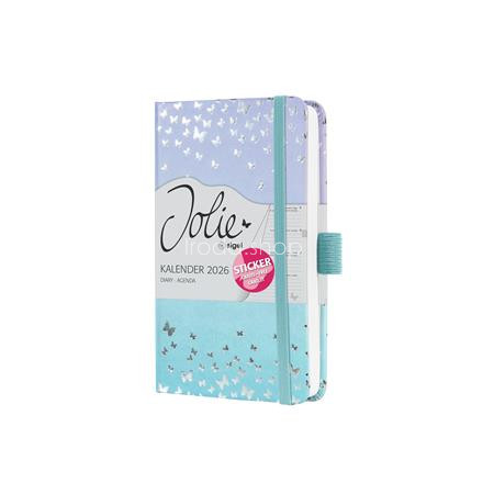 Naptár, A6, heti, 2026, kemény borító, SIGEL "Jolie", Butterfly Confetti Sky