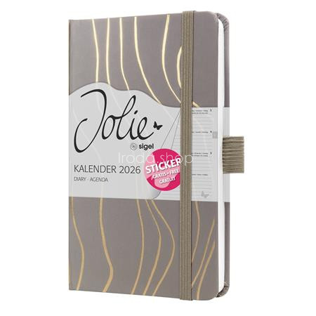 Naptár, A6, heti, 2026, kemény borító, SIGEL "Jolie", Mocca Meringue