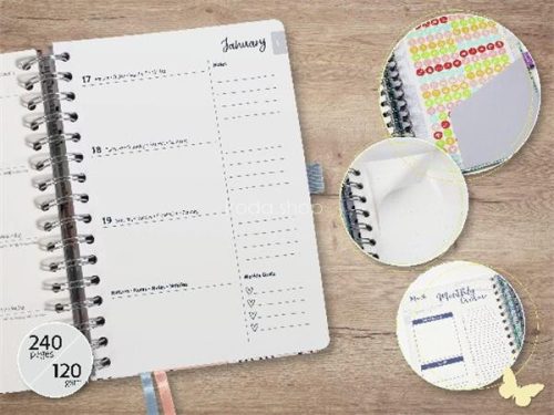 Naptár, spirál, A5, heti, 2026, kemény borító, SIGEL "Jolie", Rose Inspiration