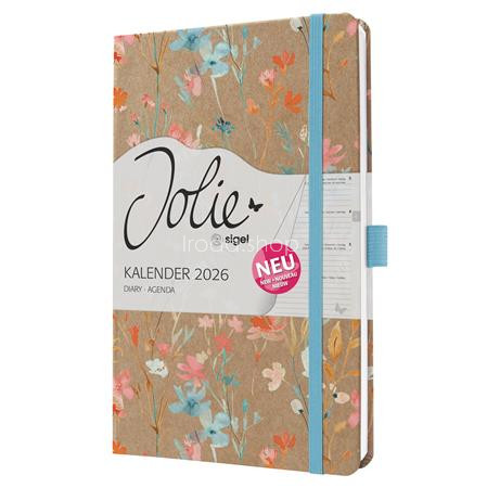 Naptár, A5, heti, 2026, kemény borító, SIGEL "Jolie", Green Floral Serenity