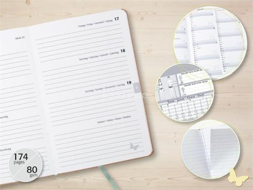 Naptár, A5, heti, 2026, kemény borító, SIGEL "Jolie", Green Floral Serenity