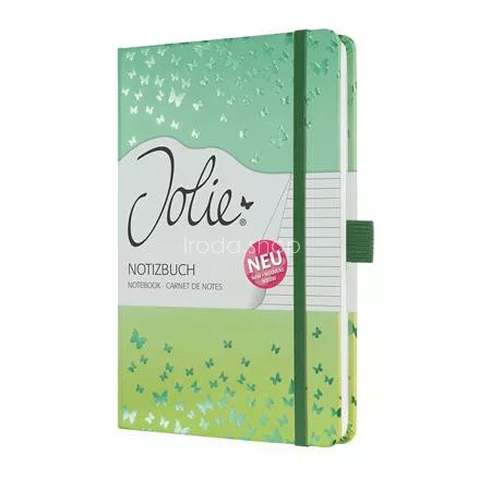 Jegyzetfüzet, exkluzív, 135x203 mm, vonalas, 87 lap, keményfedeles, SIGEL "Jolie" Butterfly Confetti, lime