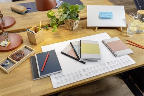 Spirálfüzet, A5, pontrácsos, 80 lap, puhafedeles, SIGEL "Quicknote", korall-szürke