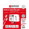 Adapter, világutazóknak, 1xUSB-A, 1xUSB-C PD, 65W, USB-C kábel, SKROSS