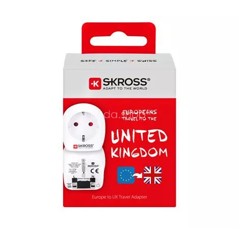 Adapter, Egyesült Királyságba utazóknak, földelt, SKROSS