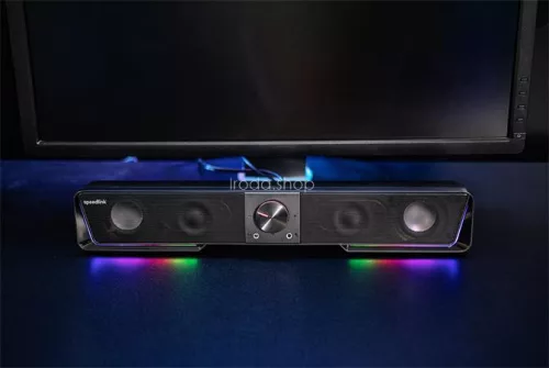 Hangszóró, 12W, 2x3.5 mm jack + USB-A, SPEEDLINK "GRAVITY RGB Stereo Soundbar", fekete