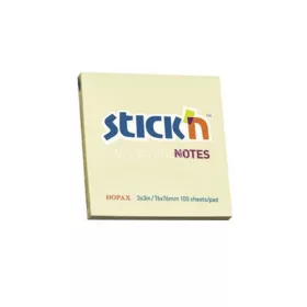   Öntapadó jegyzettömb, 76x76 mm, 100 lap, STICK N, pasztellsárga