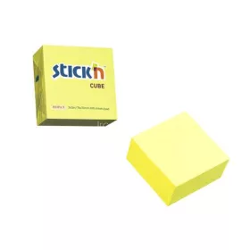 Öntapadó kockatömb, 76x76mm, 400 lap, STICK N, neonsárga