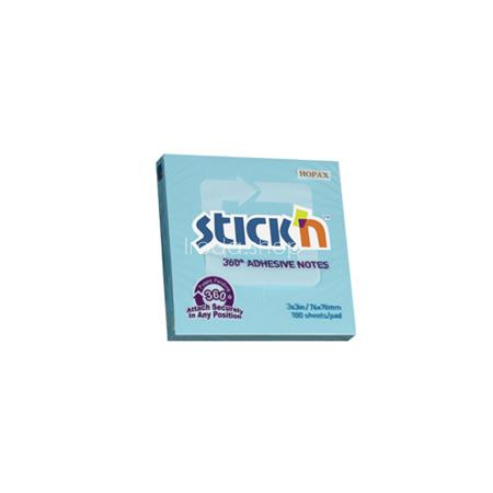 Öntapadó jegyzettömb, 76x76 mm, 100 lap, STICK N „360°, kék