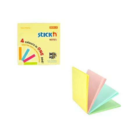 Öntapadó jegyzettömb, 76x76 mm, 100 lap, STICK N "Magic Pad" pasztell színek