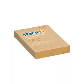   Öntapadó jegyzettömb, 76x51 mm, 100 lap, STICK N "Kraft Notes", barna