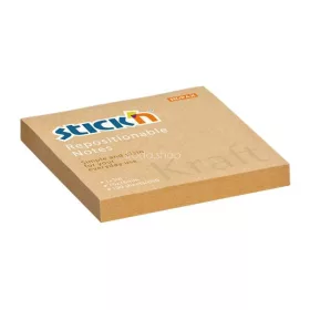   Öntapadó jegyzettömb, 76x76 mm, 100 lap, STICK N "Kraft Notes", barna