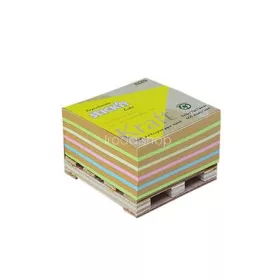   Öntapadó jegyzettömb, 76x76 mm, 400 lap, mini raklap, STICK N "Kraft Cube", vegyes színek