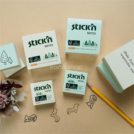 Öntapadó kockatömb, 76x76mm, 400 lap, STICK N, erdő színei pasztell mix