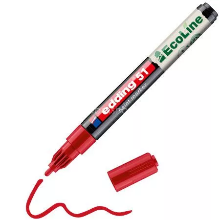 Lakkmarker, 1-2 mm, EDDING "51", piros