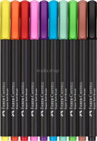 Ecsetirón készlet, FABER-CASTELL "Black Edition" 10 különböző szín