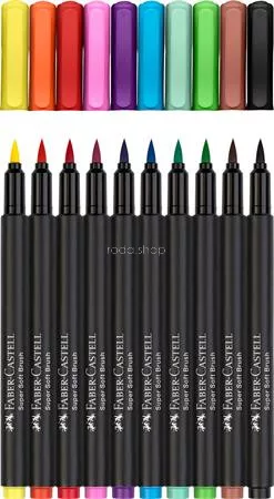 Ecsetirón készlet, FABER-CASTELL "Black Edition" 10 különböző szín