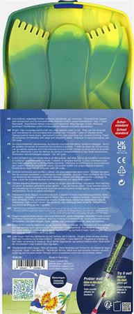 Vízfesték, 12 darabos, összeilleszthető, FABER-CASTELL "Dinoszaurusz"+1 tubus fehér tempera + dinoszaurusz matrica