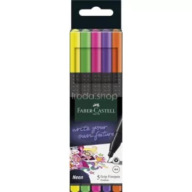   Tűfilc készlet, 0,4 mm, FABER-CASTELL "Grip", 5 különböző neon szín