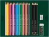 Színes- és grafitceruza készlet, FABER-CASTELL "Polychromos & Pitt Graphite Matt" , 23 db-os szett