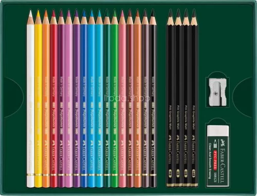 Színes- és grafitceruza készlet, FABER-CASTELL "Polychromos & Pitt Graphite Matt" , 23 db-os szett