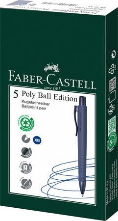Golyóstoll, 1 mm, XB, nyomógombos tolltest, kék alkonyat tolltest, FABER-CASTELL "Poly Ball Urban", kék