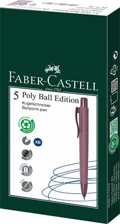 Golyóstoll, 1 mm, XB, nyomógombos tolltest, bordó tolltest, FABER-CASTELL "Poly Ball Urban", kék