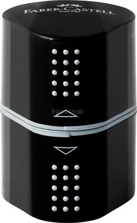 Hegyező display, háromlyukú, tartályos, FABER-CASTELL "Grip 2001 Trio", fekete