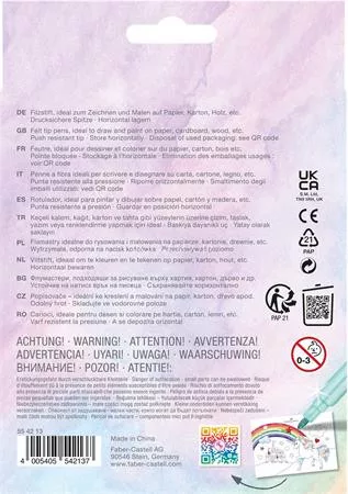 Filctoll készlet, FABER-CASTELL "Unikornis" 10 különböző szín + 3 csillámos