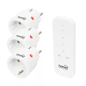   Home TH2313 távirányítható mini hálózati aljzat szett, 2300 W, 3 aljzat + 1 távirányító, 40m hatótáv