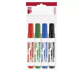   Tábla- és flipchart marker készlet, 1-4 mm, vágott, ICO "Plan 12 XXL", 4 különböző szín