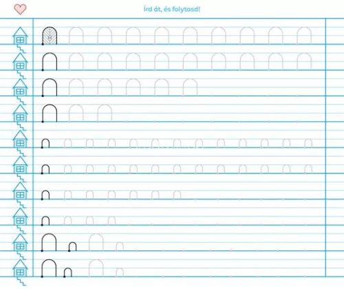 Füzet, tűzött, 245x295 mm, fekvő, 32 lap, 1. osztály, ICO "Süni Meixner", előnyomott