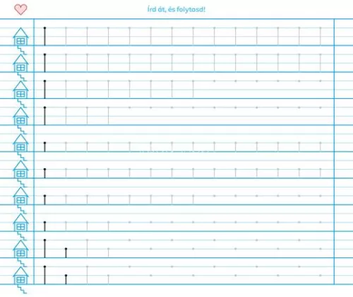 Füzet, tűzött, 245x295 mm, fekvő, 32 lap, 1. osztály, ICO "Süni Meixner", előnyomott